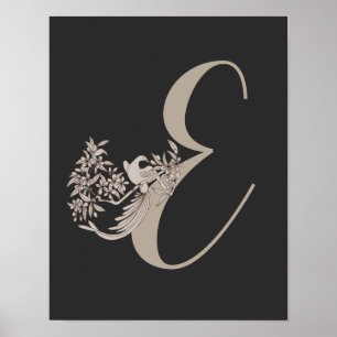 Dove Elegant Monogram Initial E   Poster