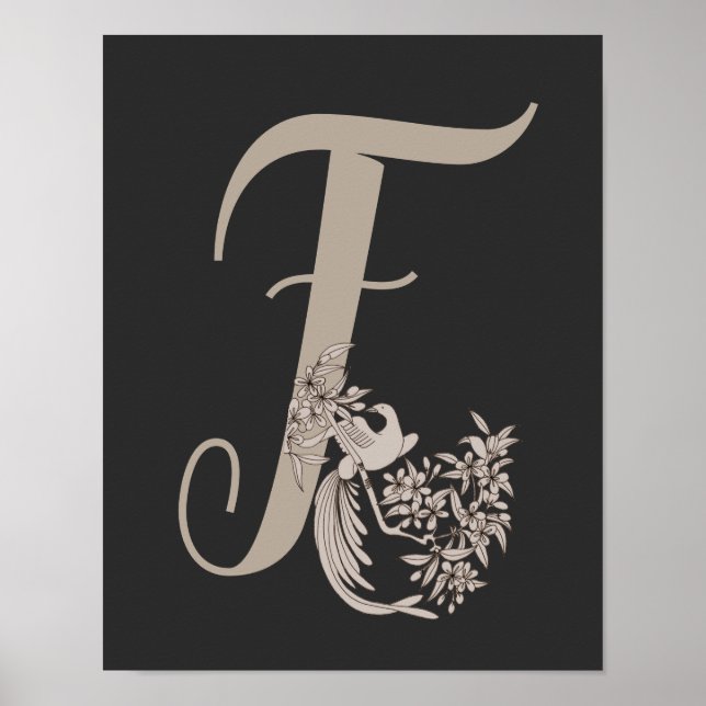 Dove Elegant Monogram Initial F Poster (Front)