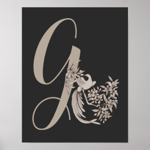 Dove Elegant Monogram Initial G Poster