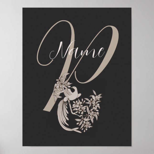 Dove Elegant Monogram Initial P Personalised Poster (Front)