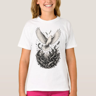 Dove Escaping Snake Pit Black & White Tattoo T-Shirt