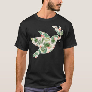 Dove Flower Girl Print Floral Pigeon Hawaiian T-Shirt