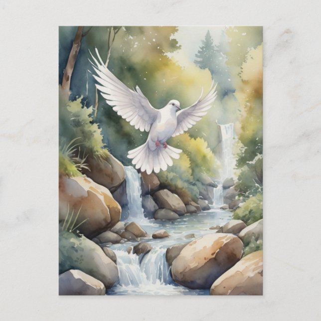 dove flying above stream watercolor postcard (Front)