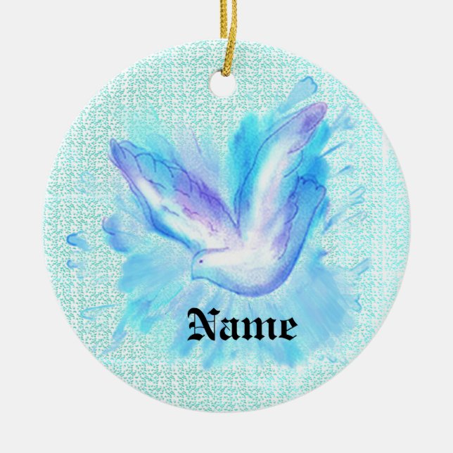 Dove Flying Ceramic Tree Decoration (Front)