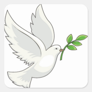 Dove flying with a branch in its mouth square sticker
