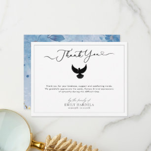Dove Golden Flower Funeral Thank You Card