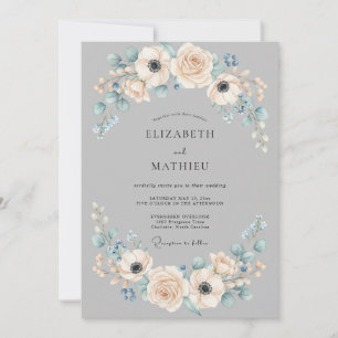 Dove Grey Alluring Winter Wedding Invitation