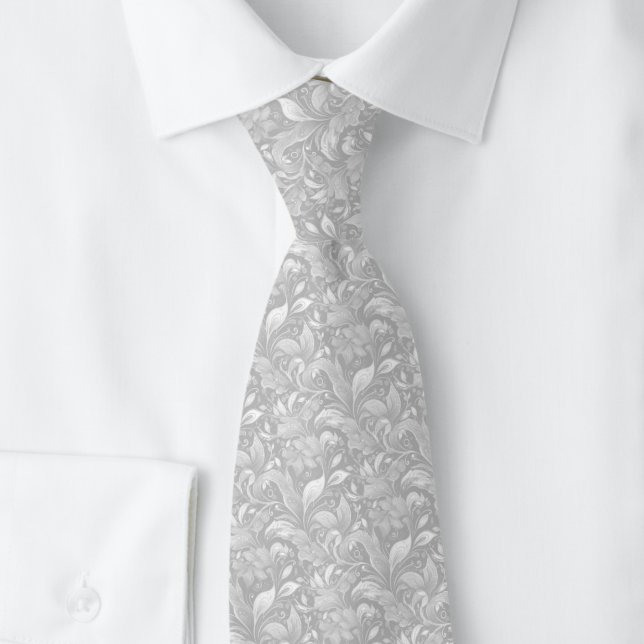 Dove Grey Botanical Batik Tie (Creator Uploaded)