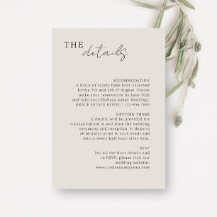 Dove Grey   Chic Minimalist Wedding Details Enclosure Card