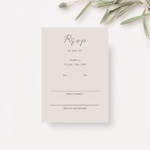 Dove Grey Chic Minimalist Wedding RSVP Enclosure Card