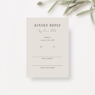 Dove Grey Chic Minimalist Wedding RSVP Enclosure Card