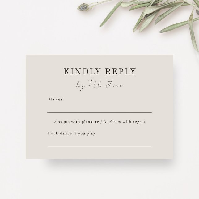 Dove Grey | Chic Minimalist Wedding RSVP Enclosure Card (Creator Uploaded)