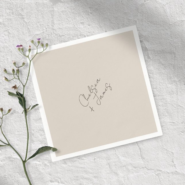 Dove Grey | Chic Script Minimalist Wedding  Napkin (Creator Uploaded)