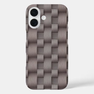 Dove Grey & Dusty Rose Silk Weave Texture Pattern  iPhone 16 Case