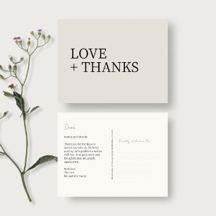 Dove Grey Non-Photo Wedding Thank You Postcard