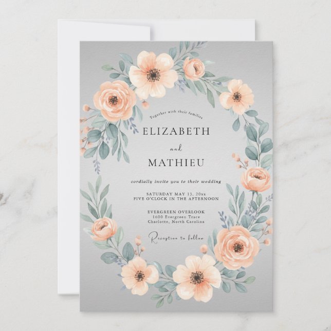Dove Grey Peaceful Spring Wedding Invitation (Front)