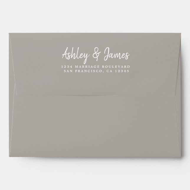 Dove Grey Wedding Return Address Envelope (Back (Top Flap))