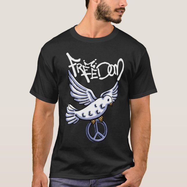 Dove Holding Peace Symbol streetwear T-Shirt (Front)