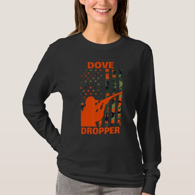 Dove Hunting Camo American Flag Bird Hunter Dove D T-Shirt (Front)