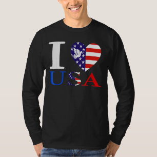 Dove I Heart Usa I Love Usa America Patriotic 4th T-Shirt