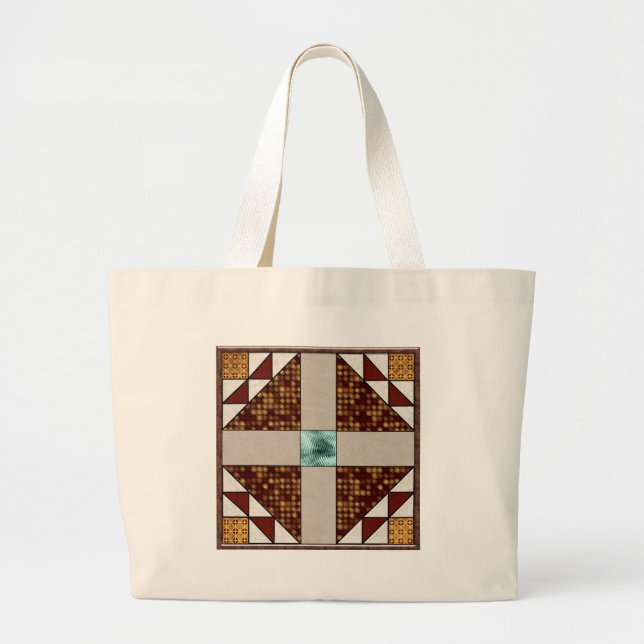 Dove in a Window Rust & Gold Large Tote Bag (Front)