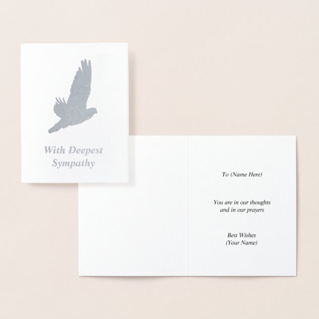 Dove in Flight - Elegant Silver Sympathy Motif Foil Card (Display)