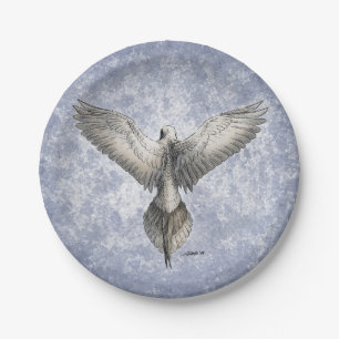 Dove in Flight Nature Drawing Paper Plate