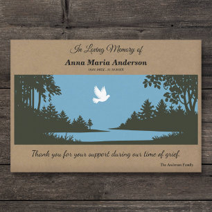 Dove & Nature Scene Rustic Funeral Thank You Card