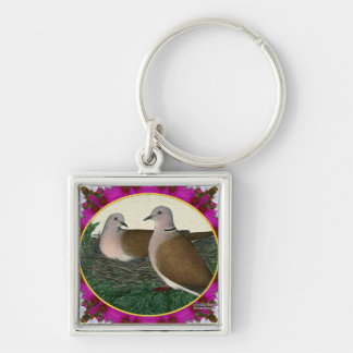 Dove Nest and Flowers Key Ring
