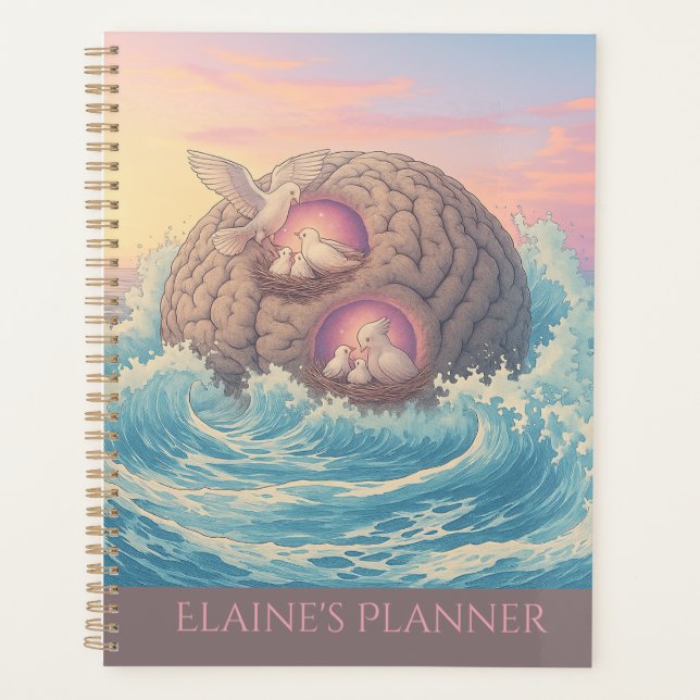 Dove Nests on Rock Brain Amid Great Waves Planner (Front)