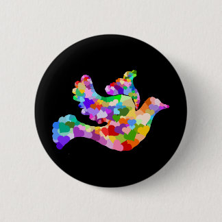 Dove of Hearts 6 Cm Round Badge