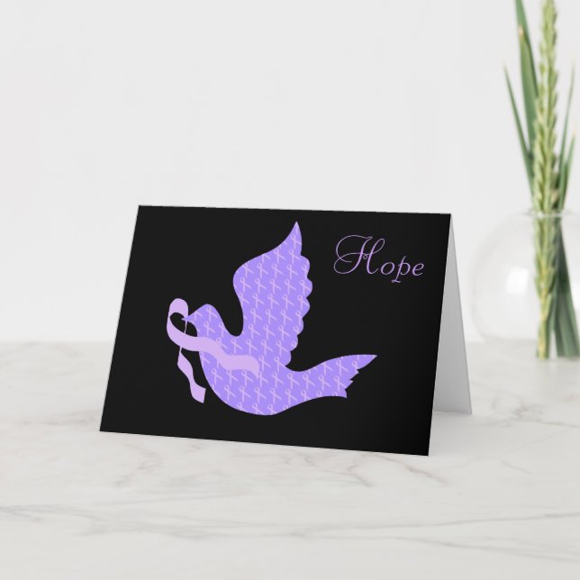 Dove of Hope Periwinkle Ribbon - Stomach Cancer Holiday Card (Front)