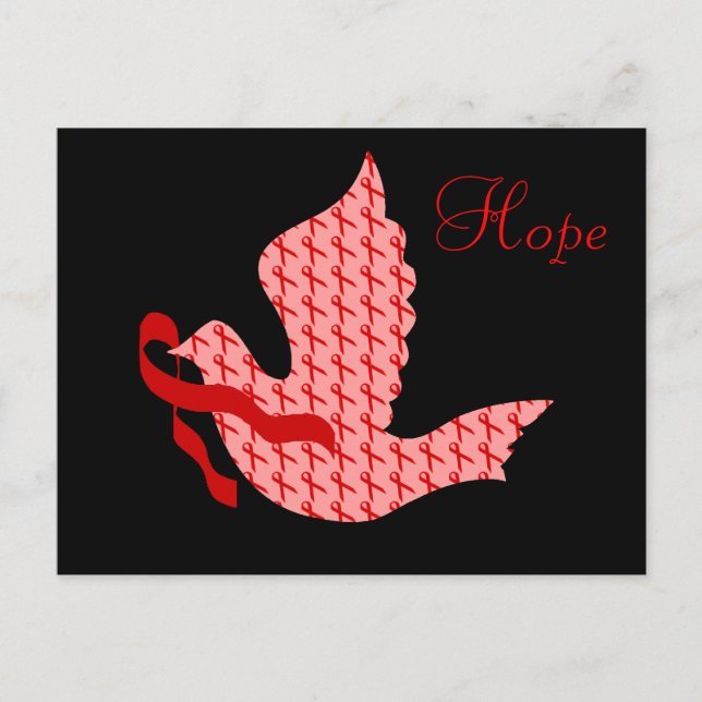 Dove of Hope Red Ribbon - Heart & Stroke Postcard (Front)