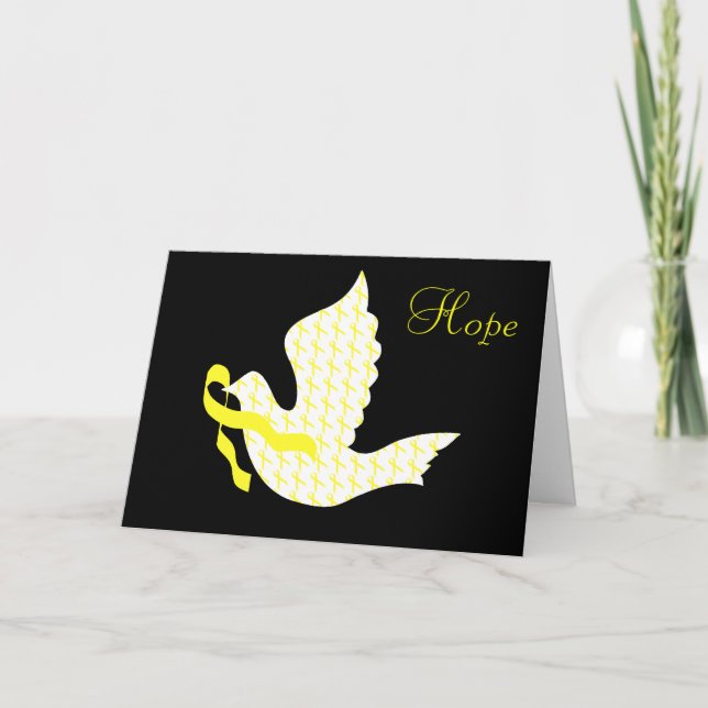 Dove of Hope Yellow Ribbon - Testicular Cancer Holiday Card (Front)