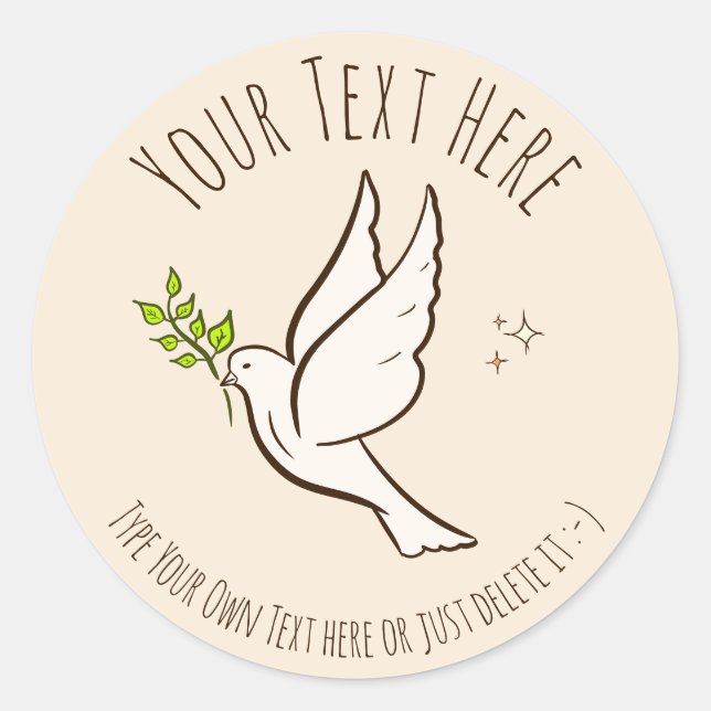 Dove of Peace. Anti-war Freedom movement. Template Classic Round Sticker (Front)