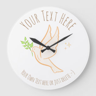 Dove of Peace. Anti-war, peace movement. Template Large Clock