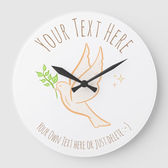 Dove of Peace. Anti-war, peace movement. Template Large Clock (Front)