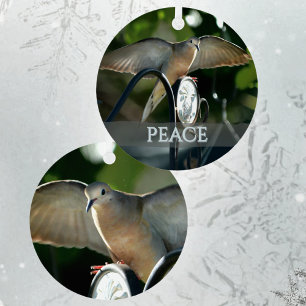 Dove of Peace Bird Photography Customisable Metal Tree Decoration