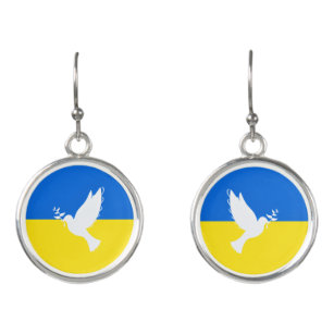 Dove of Peace Earrings Flag of Ukraine - Freedom