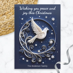 Dove of Peace Elegant Faux Papercraft Christmas Holiday Card