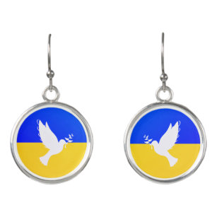 Dove of Peace - Flag of Ukraine Earrings