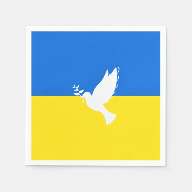 Dove of Peace - Flag of Ukraine - Freedom - Peace  Napkin (Front)