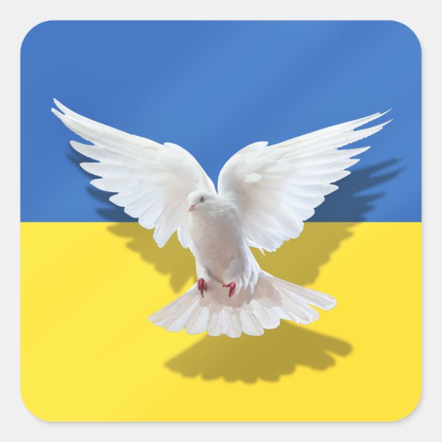 Dove of Peace - Flag of Ukraine - Freedom - Peace Square Sticker (Front)