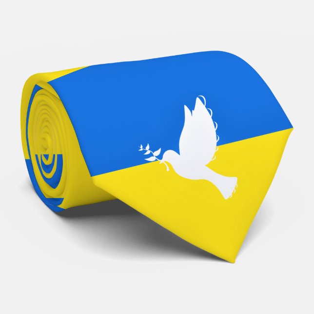 Dove of Peace Flag of Ukraine Neck Tie - Support (Rolled)