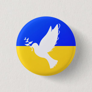 Dove of Peace - Flag of Ukraine - Peace Button 