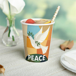 DOVE OF PEACE GEOMETRIC PAPER CUPS