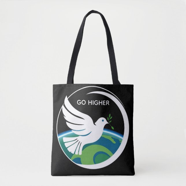 DOVE OF PEACE GO HIGHER TOTE BAG (Front)