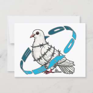 Dove of peace in Barbed Wire Embrace Postcard