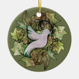 Dove of Peace on Earth and Hope for Worlds Peace   Ceramic Tree Decoration