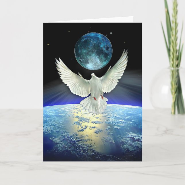 Dove of Peace over Planet Earth Holiday Card (Front)